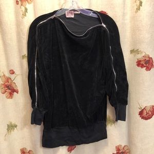 Juicy Couture Woman’s Black Velvet Zip Around Shirt Small